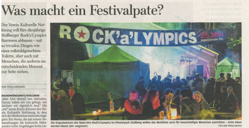 Ausschnitt Freie Presse Rock'A'Lympics Festivalpaten